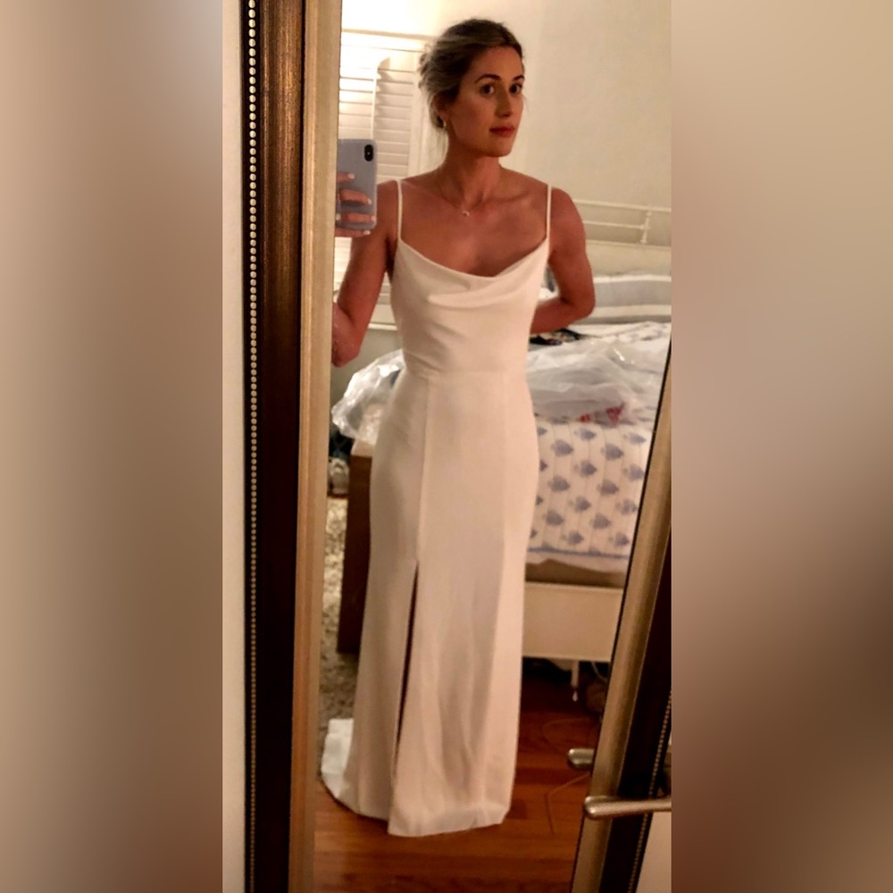 Amsale Tali Crepe Gown White